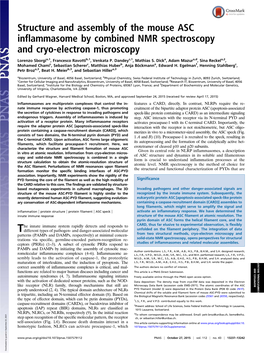 Structure and Assembly of the Mouse ASC Inflammasome by Combined NMR Spectroscopy and Cryo-Electron Microscopy