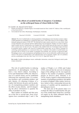 Coleoptera: Carabidae) on the Arthropod Fauna of Wheat Fields in Chile