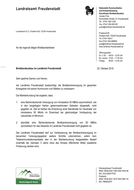 Landratsamt Freudenstadt Stabsstelle Kommunikation Und Kreisentwicklung Koordinator Breitbandausbau Carsten Pütz Herrenfelder Straße 14, Freudenstadt Tel