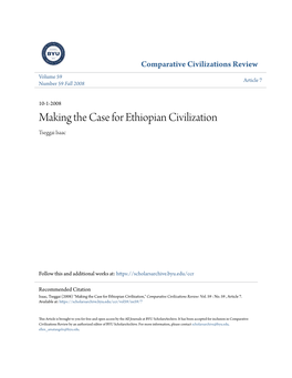 Making the Case for Ethiopian Civilization Tseggai Isaac