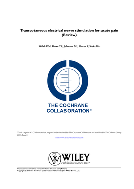 Transcutaneous Electrical Nerve Stimulation for Acute Pain (Review)