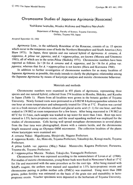 Chromosome Studies of Japanese Agrimonia (Rosaceae)