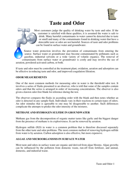 Taste and Odor Control, but Use As a Control Chemical Must Be Evaluated Carefully Due to the Formation of Thms and Chlorophenol When Organics Are Present