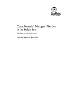 Cyanobacterial Nitrogen Fixation in the Baltic Sea with Focus on Aphanizomenon Sp