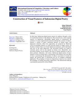 Construction of Visual Features of Indonesian Digital Poetry