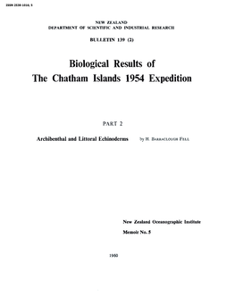 Archibenthal and Littoral Echinoderms of the Chatham Islands