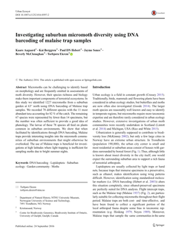 Investigating Suburban Micromoth Diversity Using DNA Barcoding of Malaise Trap Samples