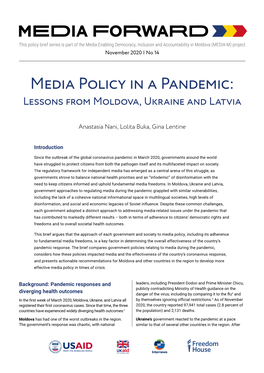 Media Policy in a Pandemic: Lessons from Moldova, Ukraine and Latvia