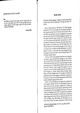 The Structure of Kiranti Languages: Comparative Grammar and Texts Karen the Rise of Jang Bahadur Rana, /830-/857 (1991) and People, Politics and H