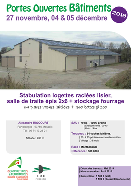 Messeix | Ensilage Herbe : 20 Ha | Foin : 19 Ha Tél : 06 74 13 23 21 Troupeau : 64 Vaches Laitières