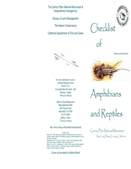 Brochure. Checklist of Amphibians and Reptiles of the Carrizo Plain