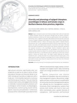 Diversity and Phenology of Epigeal Coleoptera Assemblages in Lettuce and Tomato Crops in Northern Buenos Aires Province, Argentina