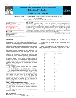 Pronunciation of Alphabets: Educate the Children Scientifically M