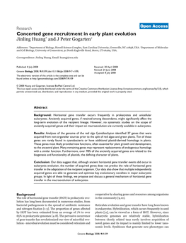 Concerted Gene Recruitment in Early Plant Evolution Jinling Huang* and J Peter Gogarten†