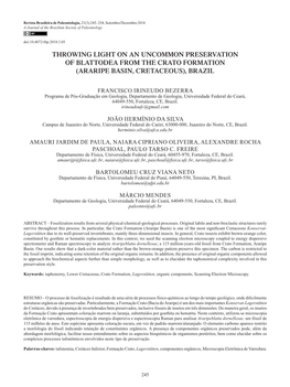 Revista Brasileira De Paleontologia, 21(3):245–254, Setembro/Dezembro 2018 a Journal of the Brazilian Society of Paleontology Doi:10.4072/Rbp.2018.3.05