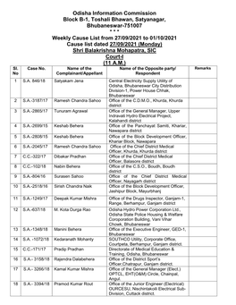 Odisha Information Commission Block B-1, Toshali Bhawan, Satyanagar