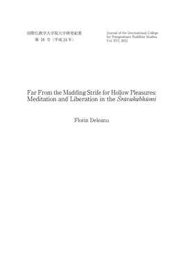 Meditation and Liberation in the Śrāvakabhūmi