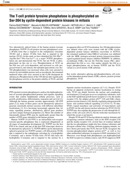 The T-Cell Protein Tyrosine Phosphatase Is Phosphorylated On