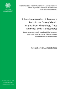 Submarine Alteration of Seamount Rocks in the Canary