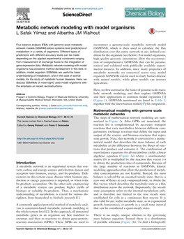 Metabolic Network Modeling with Model Organisms