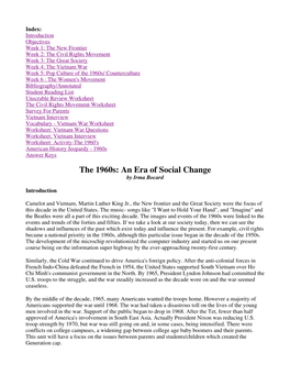 The 1960S: an Era of Social Change by Irma Bocard