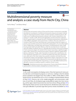 Multidimensional Poverty Measure and Analysis: a Case Study from Hechi City, China