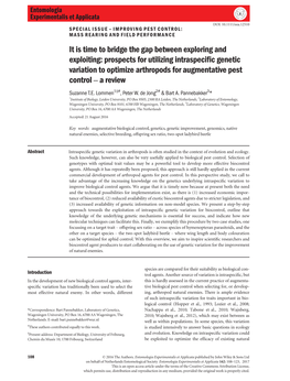 Prospects for Utilizing Intraspecific Genetic Variation to Optimi