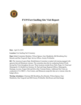 FY19 Fort Snelling Site Visit Report