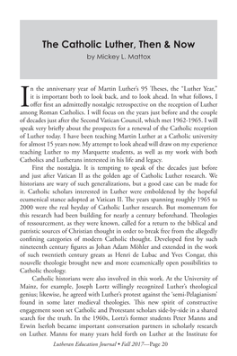The Catholic Luther, Then &