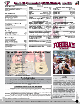 2019-20 Fordham Swimming & Diving