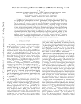 Basic Understanding of Condensed Phases of Matter Via Packing Models