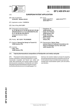 Topical Pharmaceutical Compositions of Flurbiprofen and Methyl Salicylate