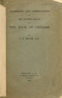 Additions and Corrections in the Seventh Edition of the Book of Genesis