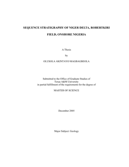 Sequence Stratigraphy of Niger Delta, Robertkiri