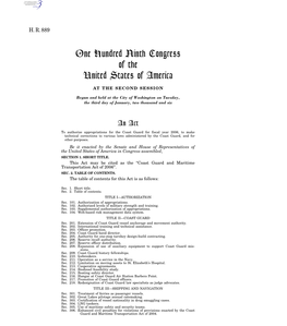 One Hundred Ninth Congress of the United States of America