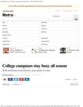 College Campuses Abuzz During Summer - Metro - the Boston Globe