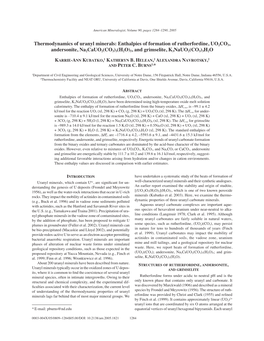 Thermodynamics of Uranyl Minerals: Enthalpies of Formation of Rutherfordine, UO2CO3