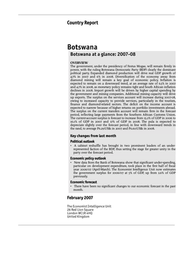 Botswana at a Glance: 2007-08