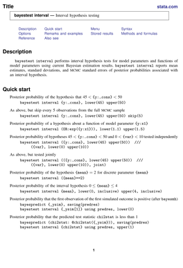 Bayestest Interval — Interval Hypothesis Testing