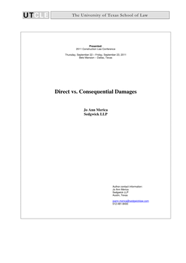 Direct Vs. Consequential Damages