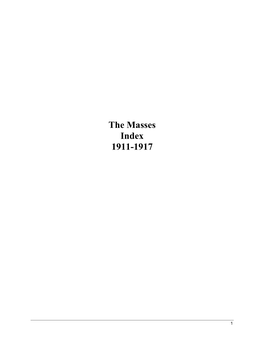 The Masses Index 1911-1917