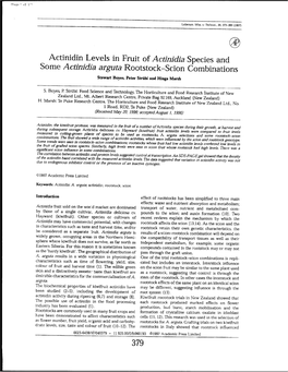 Actinidin Levels in Fruit of Actinidia Species and Some Actinidia Arguta Rootstock-Scion Combinations Stewart Boyes, Peter Striibi and Hinga Marsh