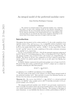 An Integral Model of the Perfectoid Modular Curve