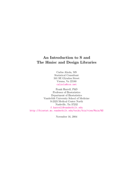 An Introduction to S and the Hmisc and Design Libraries