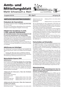 Amts- Und Mitteilungsblatt Markt Schwarzach A
