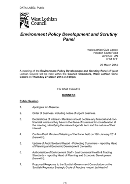 Environment Policy Development and Scrutiny Panel