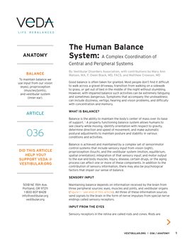 The Human Balance System: a Complex Coordination Of