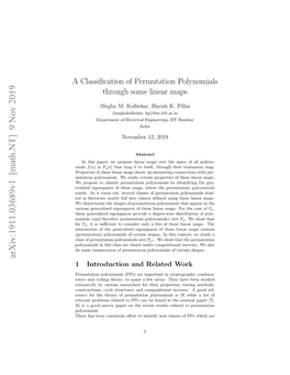 A Classification of Permutation Polynomials Through Some Linear