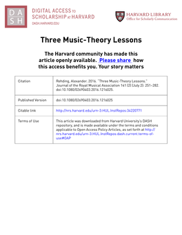 Three Music-Theory Lessons