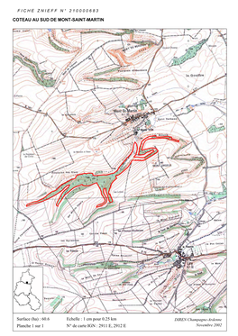 Echelle : 1 Cm Pour 0.25 Km COTEAU AU SUD DE MONT-SAINT-MARTIN
